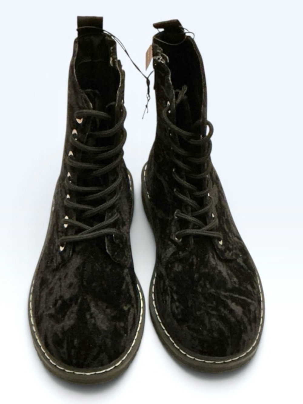 Torrid Plus Size Combat Ankle Boots Crushed Black Velvet Extra Wide Width - 9WW - Picture 4 of 16